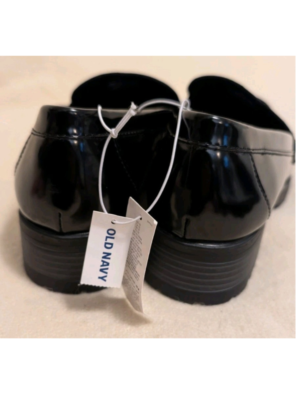Old Navy Shoes Womens 10 Black Faux Patent Leather Loafers Lug Sole F124 View 5